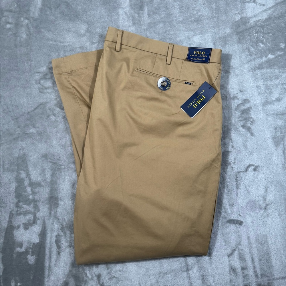NWT Polo Ralph Lauren Tan Chino Pants Mens 48B x 30 Stretch Classic Fit
